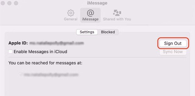 Click on sign button on iMessage account