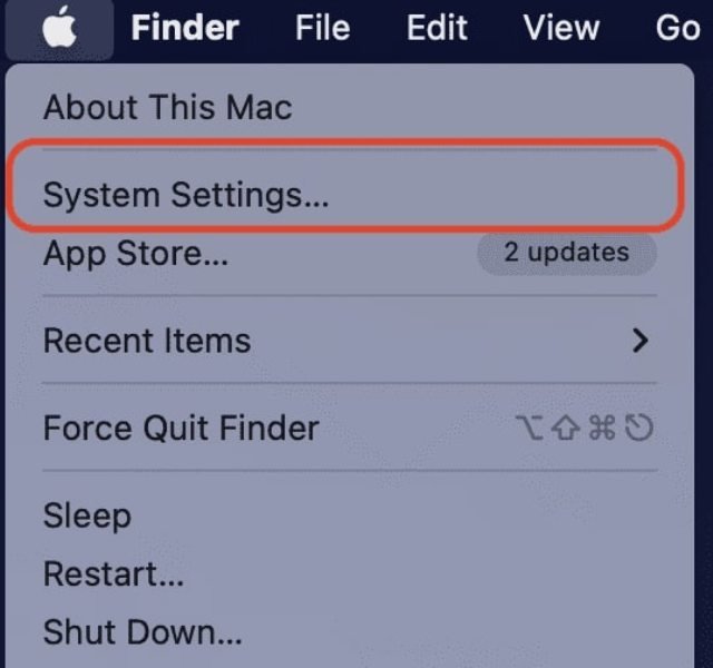 Select system settings from Apple menu