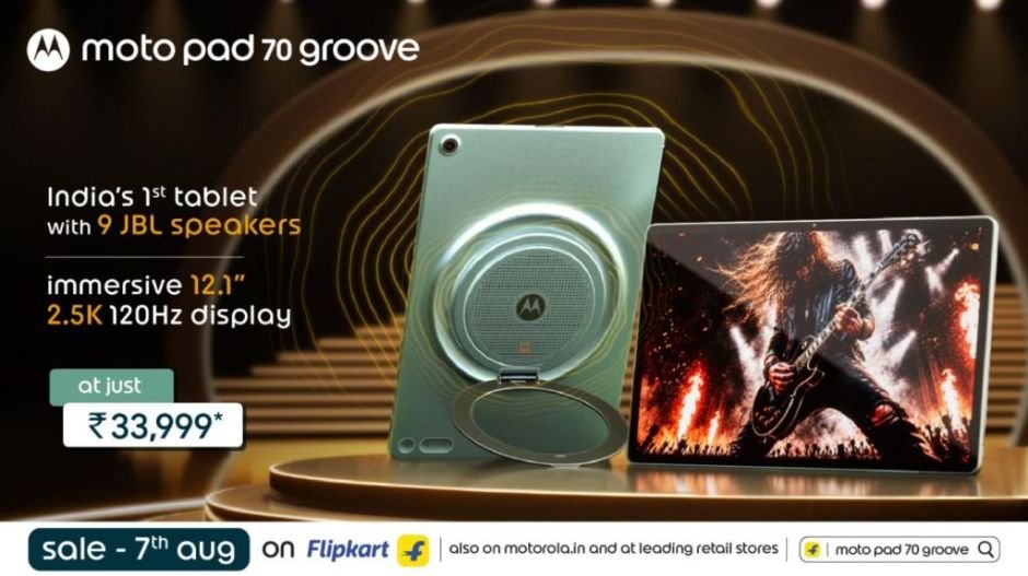 Motorola Moto Pad 70 Groove Takes on Samsung, OnePlus, Xiaomi and Apple with ₹33,999 Premium AI Tablet
